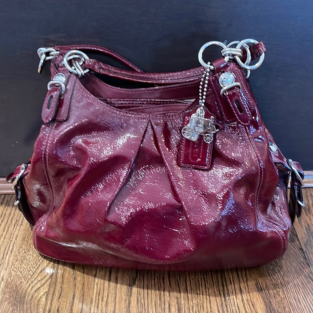 Coach patent leather red tote